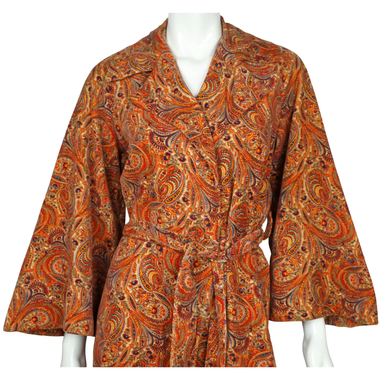 Vintage 1960s Paisley Velvet Dressing Gown Liberty Print Fabric Ladies Size M