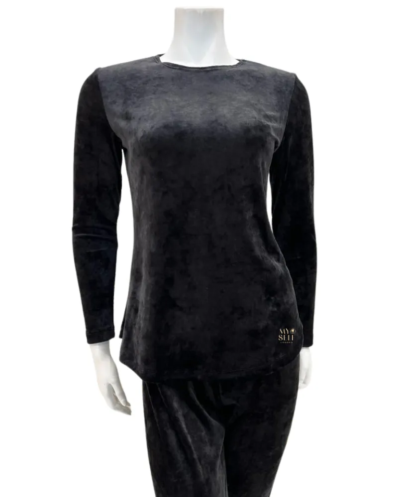 VLPJ-BLK Black Velour Pajamas Set