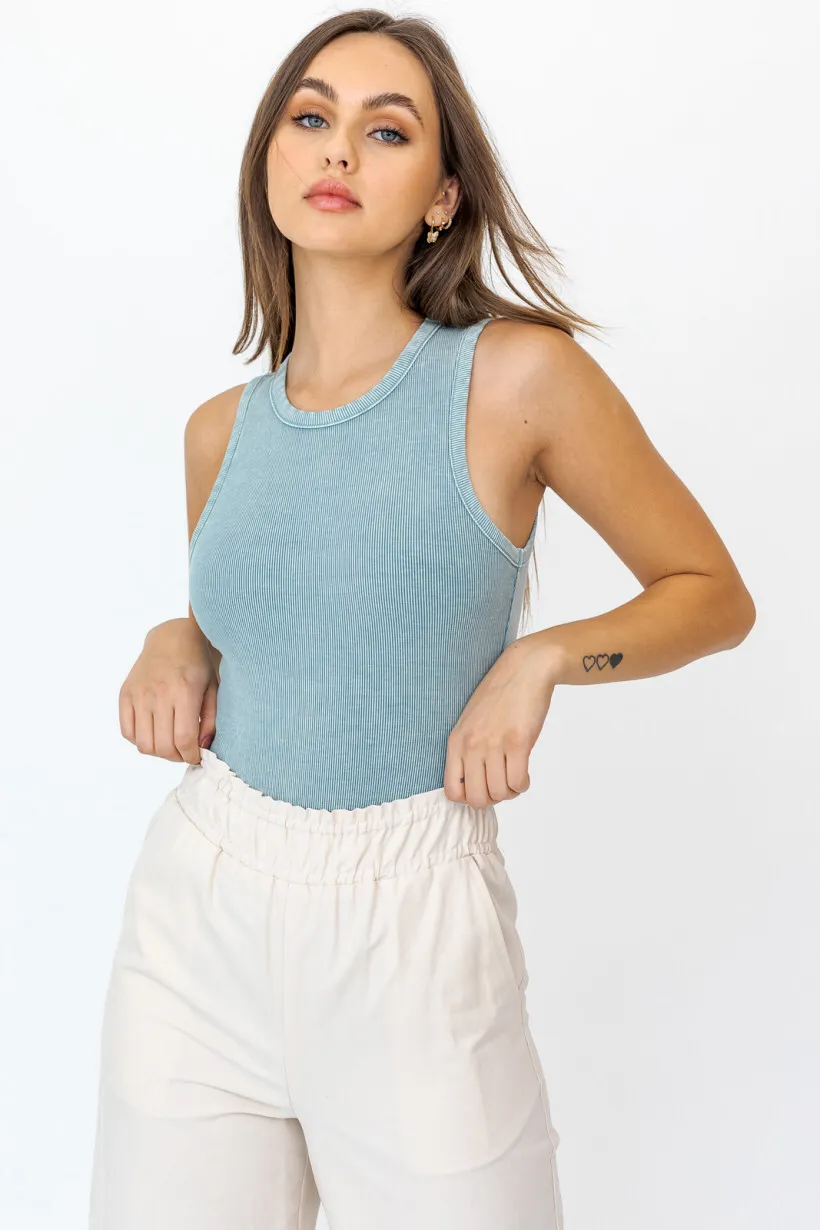 Washed Rib Jade Bodysuit