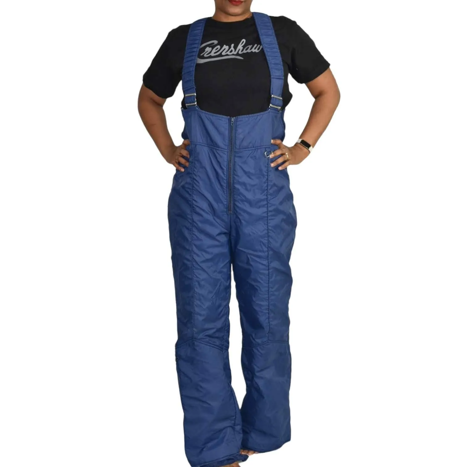 White Stag Bib Overall Snow Pants Suspender Jumpsuit Blue Gaiters Snow Suit Ski 80s Size 38 Mens