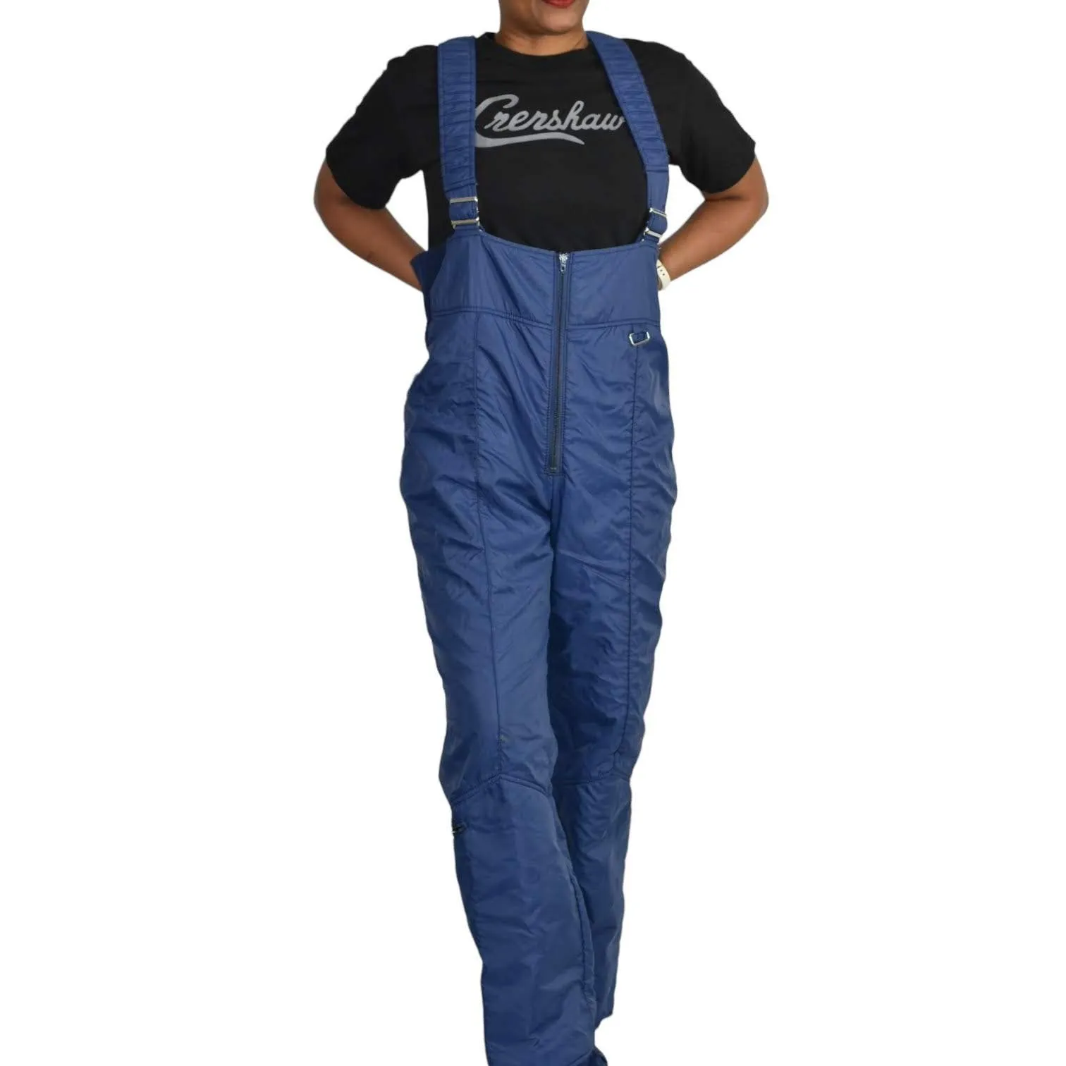 White Stag Bib Overall Snow Pants Suspender Jumpsuit Blue Gaiters Snow Suit Ski 80s Size 38 Mens