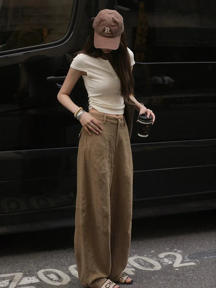 Women Oversize Streetwear Wide Leg Summer Trousers Office Pants