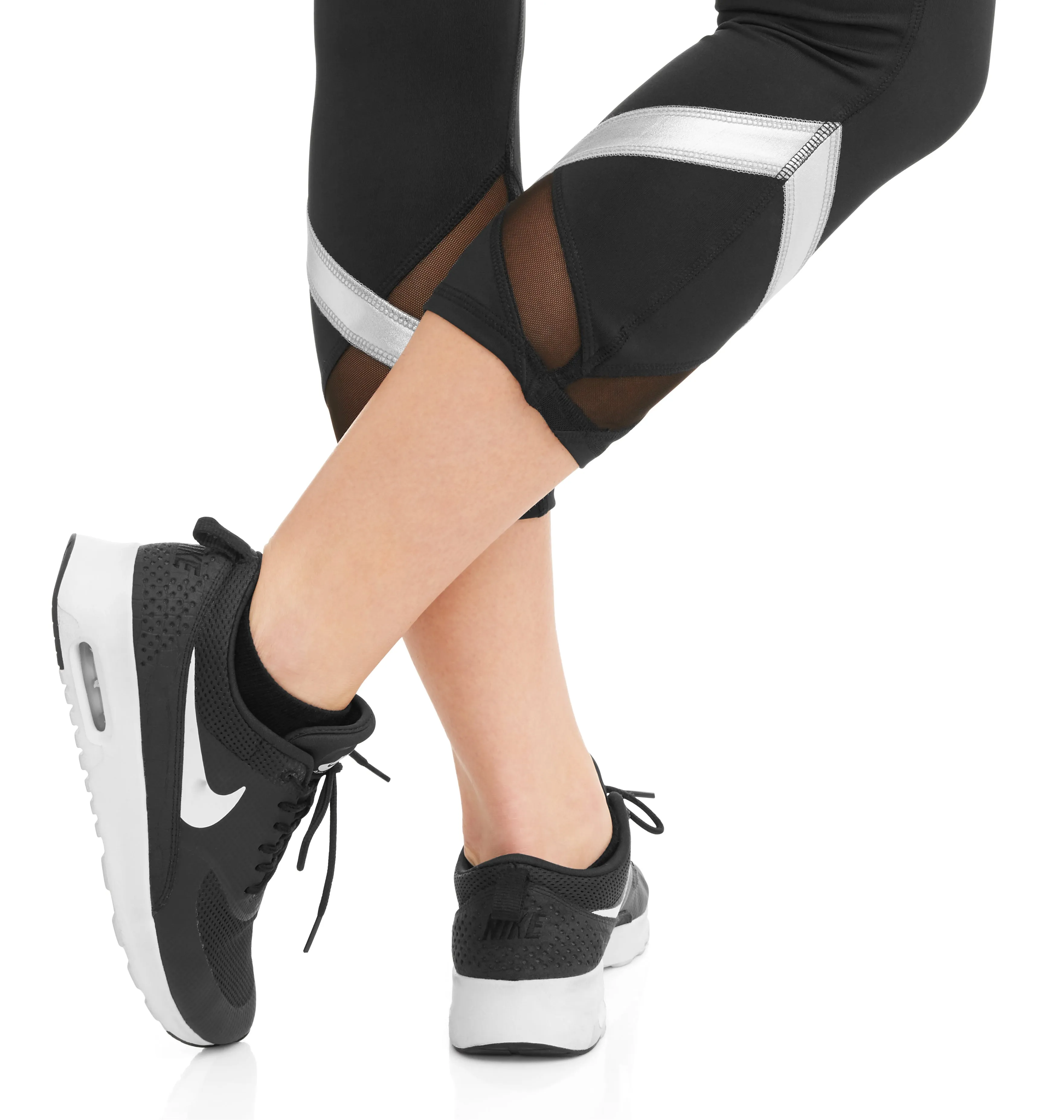 Women's Shine Stripe Powermesh Performance Capri Legging
