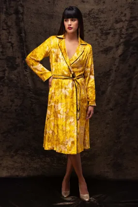 Yellow Abstract Robe Dress