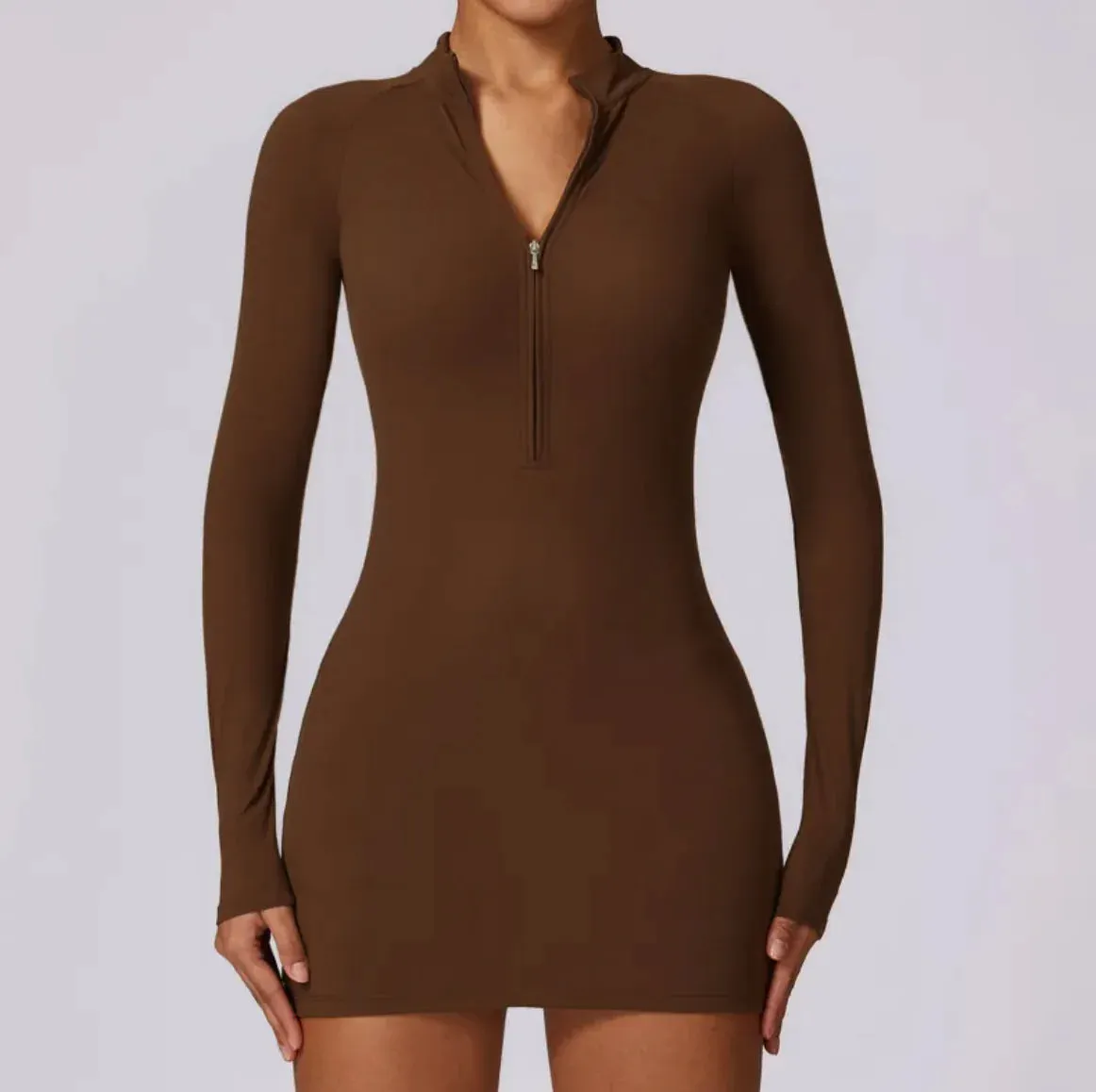 Zippered Tight-Fit Sports Dress
